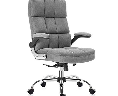 SEATZONE High Back Velvet Home Office Chair with Swivel, Executive Computer Desk Chair with Adjustable Back Tilt and Flip-up Armrest,…