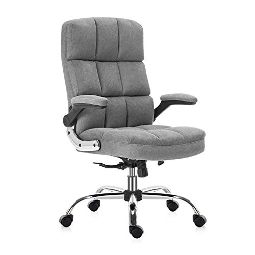 SEATZONE High Back Velvet Home Office Chair with Swivel, Executive Computer Desk Chair with Adjustable Back Tilt and Flip-up Armrest,…