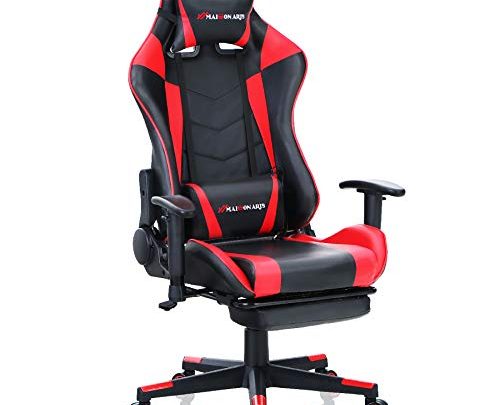 MAISON ARTS Gaming Chair, Video Gaming Chair Executive Reclining Computer Chair with Massage Lumbar Support and Retractible Footrest, Ergonomic Rolling…