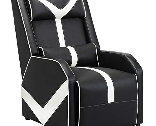 Gamer Recliner Chair for Adults – Faux Leather Gaming Chairs Comfortable Game Sofa Home Movie Theater Seating Ergonomic Gaming Couch…