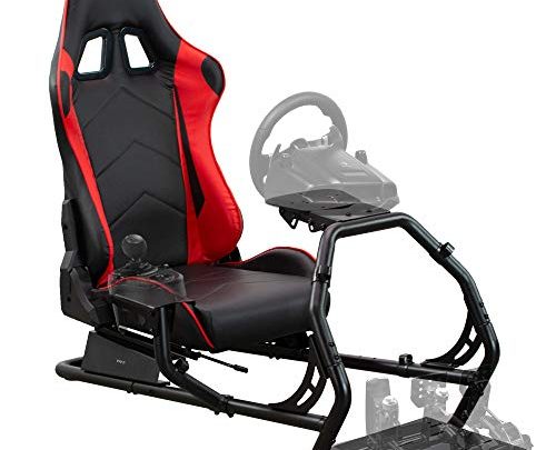 VIVO Racing Simulator Cockpit with Wheel Stand and Gear Mount Chair and Frame Only, Fits Logitech, Thrustmaster, Fanatec, Compatible with…
