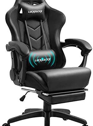 Gowinx Massage Gaming Chair with Footrest – Big and Tall Ergonomic Computer Chair with Lumbar Support and Headrest, High Back…