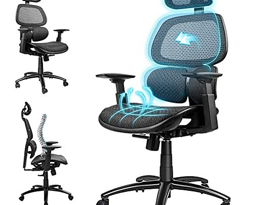 ComHoma Ergonomic Office Chair Breathable Mesh Desk Chair High Back Computer Chair with 3D Lumbar Support and Adjustable Headrest Flexible…