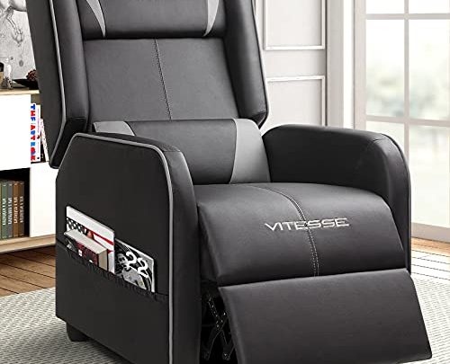 Vitesse Gaming Recliner Chair Racing Style Single Ergonomic Lounge Sofa Modern PU Leather Reclining Home Theater Seat for Living Gaming…