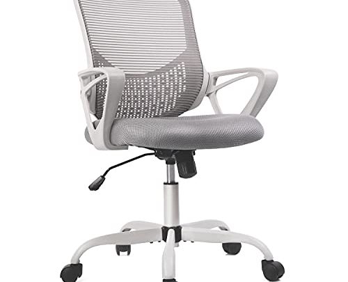 Office Chair Mid Back Swivel with Ergonomic Lumbar Support/Padded Seat Cushion/Height Adjustable, Grey