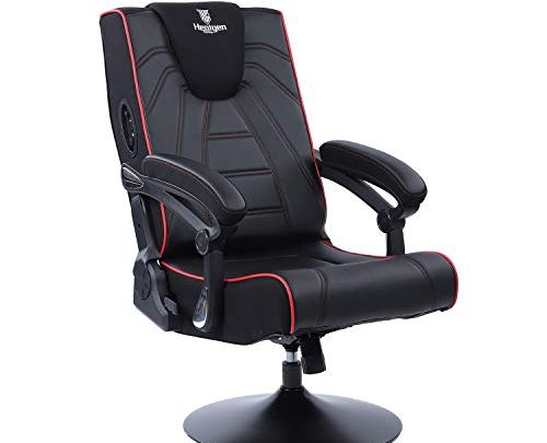 Healgen Video Gaming Chair with Bluetooth Speakers,Foldable and Adjustable Ergonomic Back Support, Metal Base Swiving PU Leather Leisure Gamer Chair…