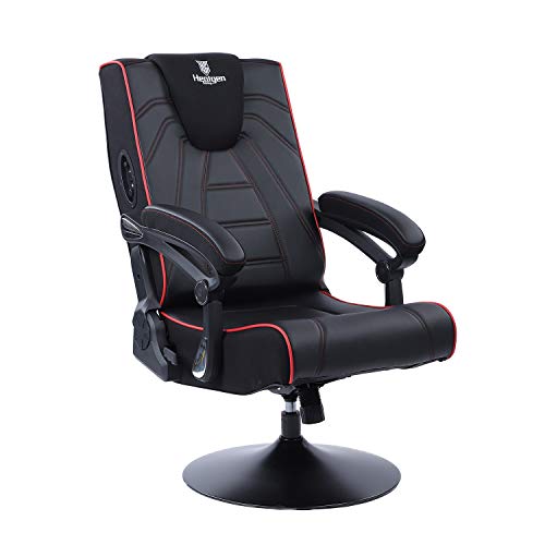 Healgen Video Gaming Chair with Bluetooth Speakers,Foldable and Adjustable Ergonomic Back Support, Metal Base Swiving PU Leather Leisure Gamer Chair…