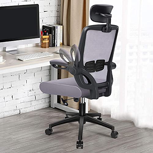 ENGBER Office Chair Ergonomic Desk Chairs Lumbar Support, Mesh Computer Chair with Flit-up Arms