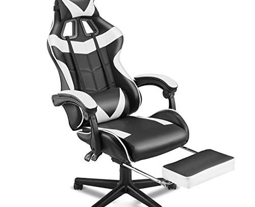 Soontrans White Gaming Chair with Footrest, Ergonomic Gamer Chair, Video Game Chairs for Adults Teens with Headrest, Lumbar Support Adjustable…