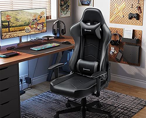 Comermax Massage Gaming Chair Racing Computer Gaming Chairs Computer Desk Office Chair Swivel Ergonomic Executive Bonded Leather Chair with Headrest…