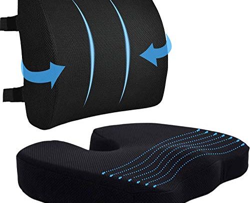Coccyx Seat Cushion & Lumbar Support Pillow for Office Chair, Car, Wheelchair Memory Foam Chair Cushion for Sciatica, Lower Back…
