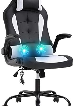 ELemon Ergonomic Office High Back Desk PU Leather Executive Lumbar Support Headrest Armrest PC Racing Computer Task Rolling Swivel Chair,…