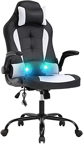 ELemon Ergonomic Office High Back Desk PU Leather Executive Lumbar Support Headrest Armrest PC Racing Computer Task Rolling Swivel Chair,…