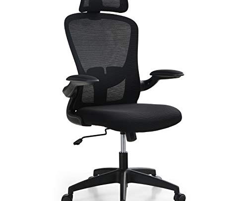 ALPHA HOME Ergonomic Office Chair Mid Back Computer Desk Chair with Flip-up Tufted Armrest Executive Adjustable Mesh Chair with Lumbar…
