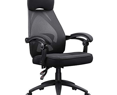 DEVAISE Ergonomics Recliner Office Chair, High Back Mesh Computer Desk Chair with Adjustable Lumbar Support, Black