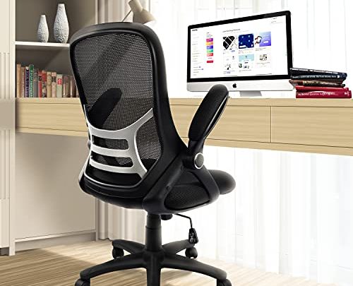 Office Chair Ergonomic Mesh Swivel Computer Task Desk Chair Comfortable, Flip-up Arms, Adjustable Height, Black