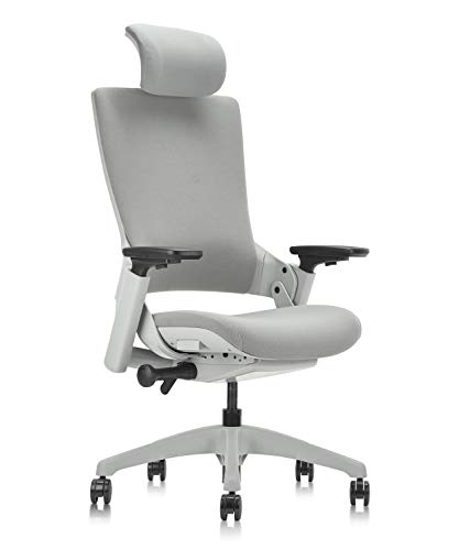 CLATINA Ergonomic High Swivel Executive Chair with Adjustable Height Head 3D Arm Rest Lumbar Support and Upholstered Back for Home…