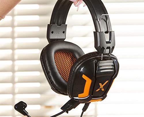X Rocker, 5198001, XH1 Headset with Microphone, 9.45 x 8.66 x 3.74, Black/Orange