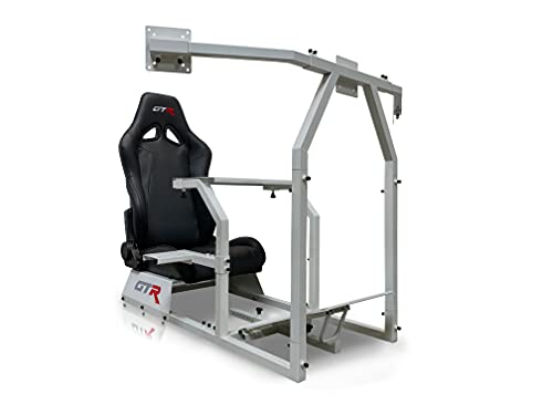 GTR Simulator – GTA-F Model Racing Simulator Triple or Single Monitor Stand with Adjustable Leatherette Seat, Racing Simulator Cockpit Gaming…