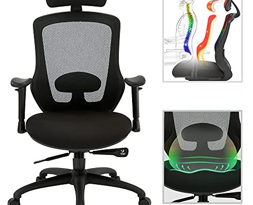 High Back Office Chair, Ergonomic Mesh Desk Chairs with Adjustable Headrest 3D Armrest Lumbar Support, Tilting & Lock Task Chair…