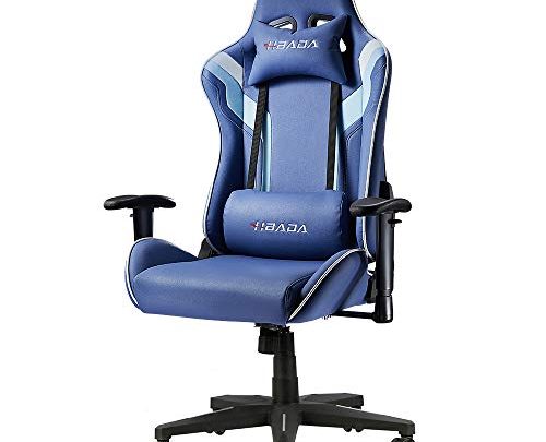Hbada Gaming Chair Racing Style Ergonomic High-Back Computer Chair with Height Adjustment, Headrest and Lumbar Support E-Sports Swivel Chair, Blue
