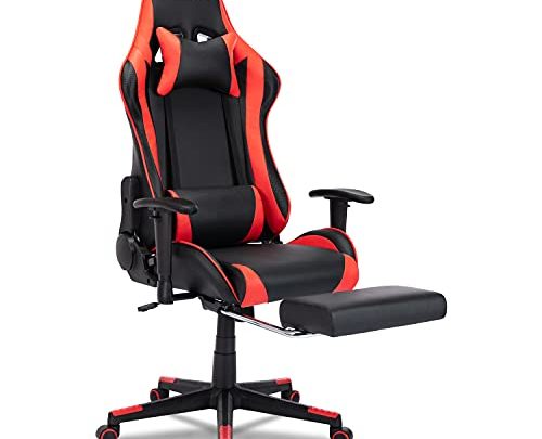 Gaming Chair High-Back Ergonomic Adjustable Gaming Chair for Adults with Lumbar Support and Headrest，Racing Style PU Leather Computer Gaming Chair…