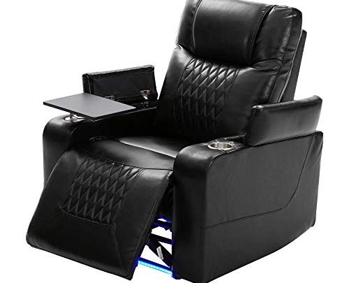 Electric Recliner Chair with USB Charge Port, 360 Swivel Tray Table, Hand in-Arm Storage, and Cup Holders, Ambient Lighting -…