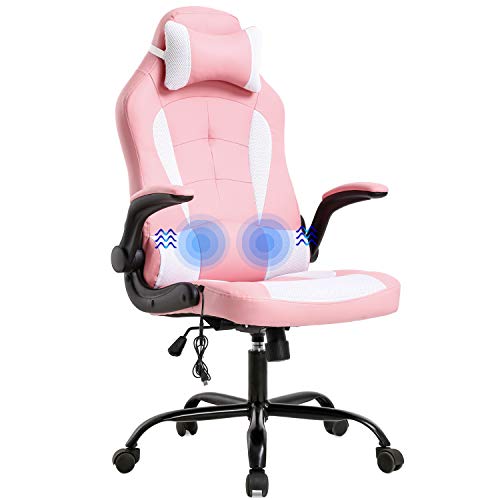 Gaming Chair Office Chair Desk Chair Racing Executive PU Leather Ergonomic Massage Computer Chair with Lumbar Support Headrest Armrest Task…
