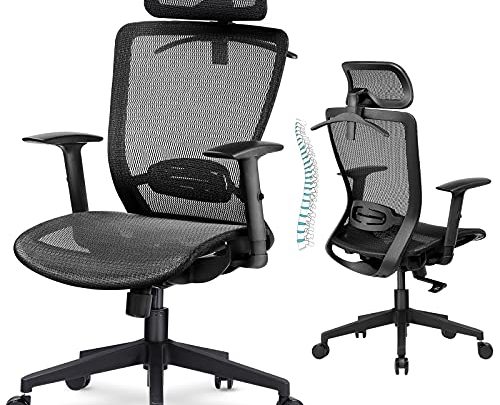 ComHoma Ergonomic Office Chair, Executive Mesh Desk Chair with Adjustable Arm Rests and Lumbar Support – High Back with Breathable…