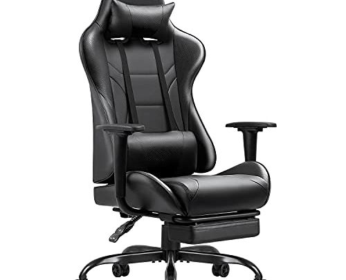Homall Gaming Chair Computer Office Chair Ergonomic Desk Chair with Footrest Racing Executive Swivel Chair Adjustable Rolling Task Chair (Black)