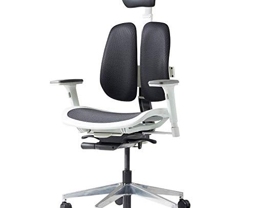 【DUOREST Alpha】 Dual-BACKREST Home Office Desk Chairs – Ergonomic Office Chair, Mesh Office Chair, Best Office Chair for Posture, White…