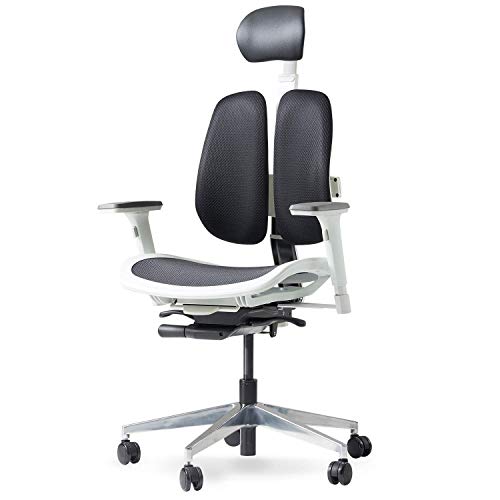 【DUOREST Alpha】 Dual-BACKREST Home Office Desk Chairs – Ergonomic Office Chair, Mesh Office Chair, Best Office Chair for Posture, White…