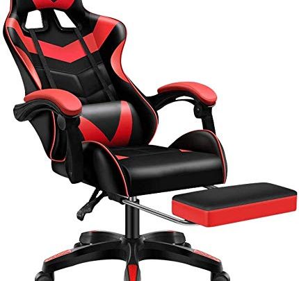 Gaming/Racing Style Adjustable Office Chair with Removable Headrest,High Back, Lumbar Cushion, and Footrest,360-Degree Swivel