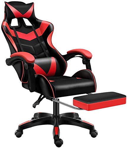 Gaming/Racing Style Adjustable Office Chair with Removable Headrest,High Back, Lumbar Cushion, and Footrest,360-Degree Swivel