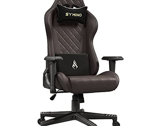 symino Gaming Chair Racing Chair Ergonomic PC Chair Computer Chair with 3D Armrest, Vintage Style PU Leather Office Chair(Brown)