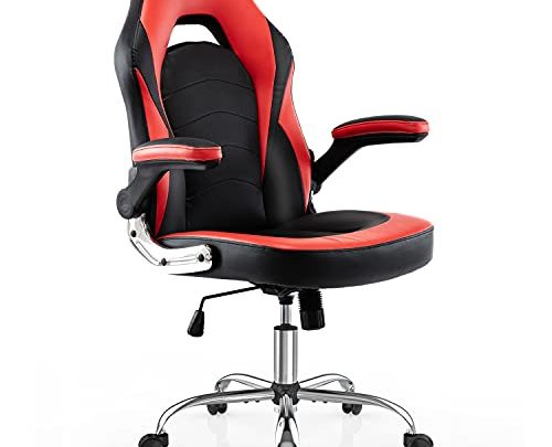 Gaming Chair, Racing Style Bonded Leather Gamer Chair, Ergonomic Office Chair Computer Desk Executive Chair, with Adjustable Height and Flip-Up…