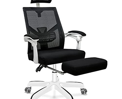 Ergonomic Office Chair, 155° Reclining High Back Mesh Office Chair with Footrest, Large Seat & Linkage Armrest, Adjustable Swivel Computer…