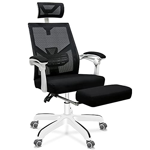 Ergonomic Office Chair, 155° Reclining High Back Mesh Office Chair with Footrest, Large Seat & Linkage Armrest, Adjustable Swivel Computer…