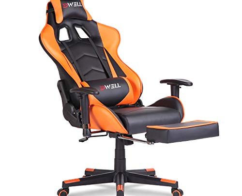 Gaming Chair, Computer Chair,Gamer Chair,Gaming Chair with Footrest,Gaming Chair for Adults,High Back Office Chair with Headrest and Massage Lumbar Support,Orange