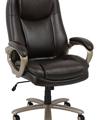 OFM ESS Collection Big and Tall Leather Executive Office Chair with Arms, Brown