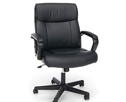 OFM ESS Collection Bonded Leather Executive Chair with Arms, Black