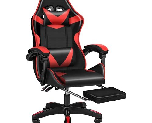 YSSOA Racing Computer Ergonomic Video Backrest and Seat Height Adjustable Swivel Recliner Gaming Office Chair, Red