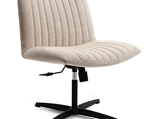LEAGOO Fabric Padded Armless Home Office Desk Chair, 120° Rocking Mid Back Ergonomic Chair Computer Task Chair, Swivel Vanity Chair…