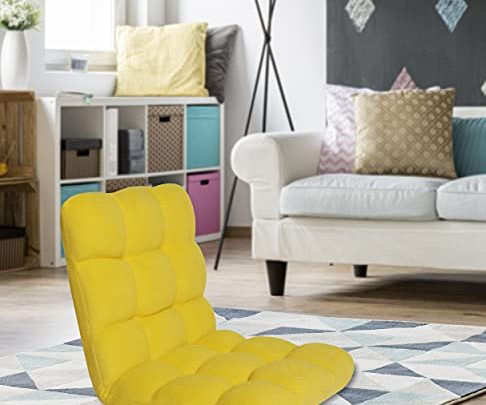 Chic Home Iconic Home Daphene Adjustable Recliner Rocker Memory Foam Armless Floor Gaming Ergonomic Chair, Yellow (FRC2745-AN)