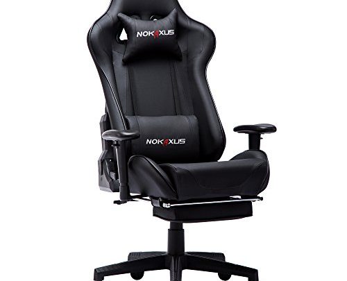 Nokaxus Gaming Chair Large Size High-back Ergonomic Racing Seat with Massager Lumbar Support and Retractible Footrest PU Leather 90-180 degree…