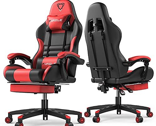 Furgle Gaming Chair with Footrest, Office Ergonomic Computer Chair with Lumbar Support, Height Adjustable Video Gaming Chair with 360°-Swivel Seat…