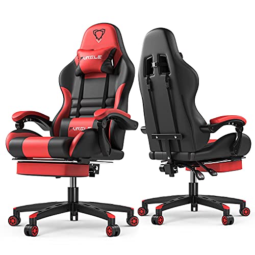 Furgle Gaming Chair with Footrest, Office Ergonomic Computer Chair with Lumbar Support, Height Adjustable Video Gaming Chair with 360°-Swivel Seat…