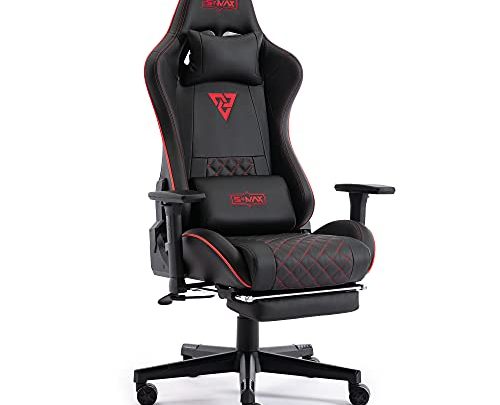 SMAX Gaming Chair with Footrest Thicken Seat Ergonomic Computer Gamer Chair with 3D Armrest PU Leather Headrest and Lumbar Support…