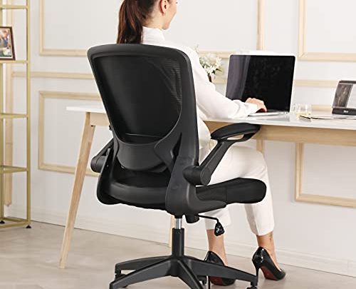 Ergonomic Office Chair, KERDOM Breathable Mesh Desk Chair, Lumbar Support Computer Chair with Wheels and Flip-up Arms, Swivel Task Chair,…
