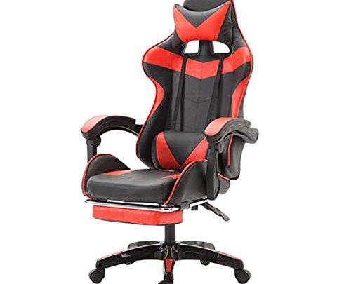 Jackgold Gaming/Racing Style Adjustable Office Chair with Removable Headrest,High Back, Lumbar Cushion, and Footrest,360-Degree Swivel, red